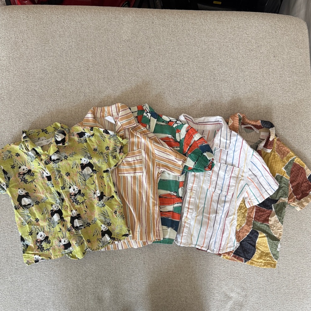 Zara Little Boy Button Down Short Sleeve Shirts (5 Assortment)